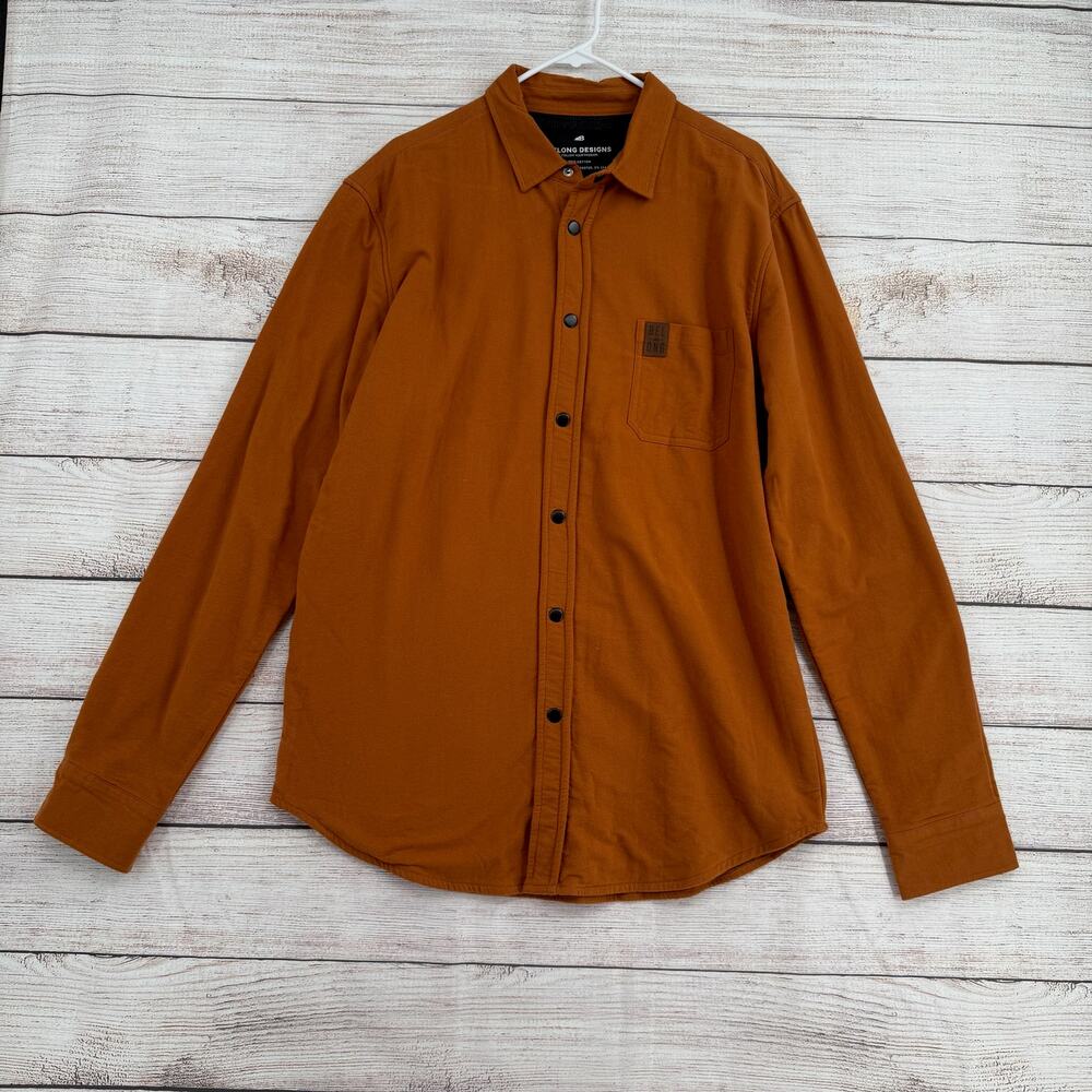 Belong Designs Thermal Lined Snap‎ Down Shirt Mens XXL Rust Brown Orange